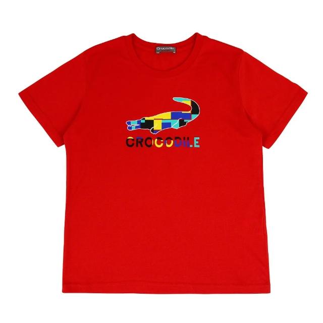 【Crocodile Junior 小鱷魚童裝】『小鱷魚童裝』經典鱷魚拚色印圖T恤(產品編號 : C65410-01 大碼款)