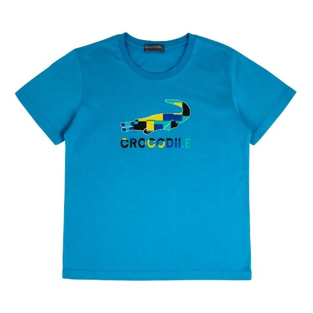 【Crocodile Junior 小鱷魚童裝】『小鱷魚童裝』經典鱷魚拚色印圖T恤(產品編號 : C65418-04 小碼款)