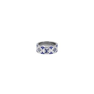 【Louis Vuitton 路易威登】Mosaic 琺瑯飾面戒指 #L(M1405L-銀)
