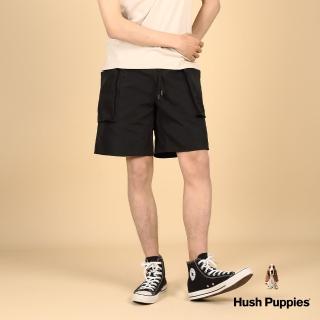 【Hush Puppies】男裝 短褲 立體口袋抽繩漁夫帽狗工裝短褲(黑色 / 43122105)