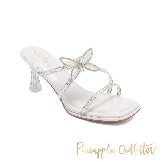 【Pineapple Outfitter】RASIM 蝴蝶水鑽交叉涼跟鞋(白色)
