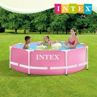 【INTEX】簡易裝圓形框架游泳池直徑244x高76cm-2843L 粉紅色 適6歲+(28290)