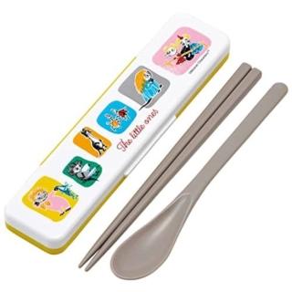 【小禮堂】Moomin 嚕嚕米 掀蓋式環保筷子湯匙組 - 白黃款(平輸品)