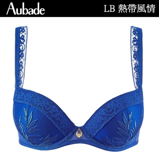 【Aubade】熱帶風情蕾絲蕾絲立體有襯內衣 性感內衣 法國進口 女內衣(LB-藍)
