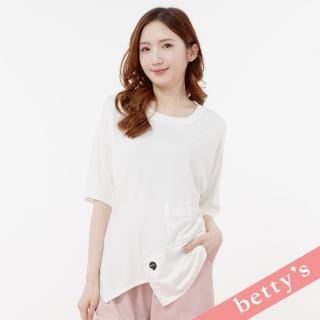 【betty’s 貝蒂思】率性不對稱下擺拼接寬版T-shirt(白色)