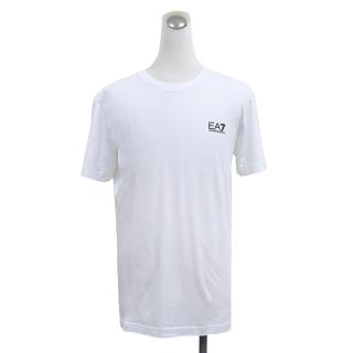 【EMPORIO ARMANI】EMPORIO ARMANI EA7橡膠字母LOGO棉質短袖T恤(男款/白x黑字)