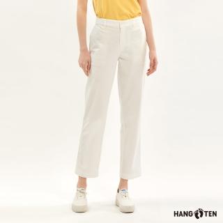 【Hang Ten】女裝-STRAIGHT FIT竹節棉鬆緊腰頭彈性直筒長褲(白)