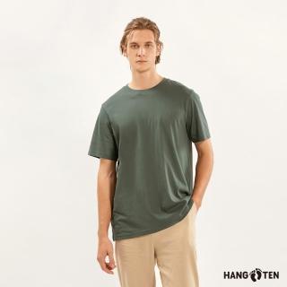 【Hang Ten】男裝-基本款BCI純棉圓領腳丫短袖T恤(橄欖綠)
