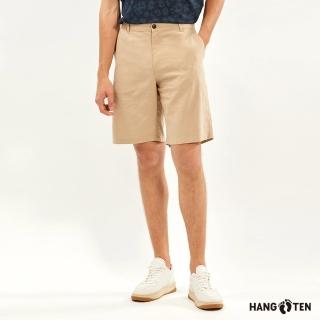 【Hang Ten】男裝-RELAXED FIT棉麻透氣寬鬆開扣短褲(小麥色)