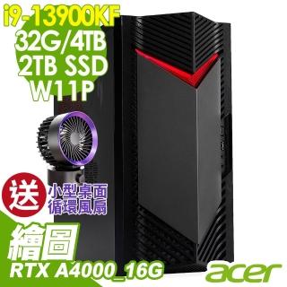 【Acer 宏碁】i9 RTX A4000 二十四核心電腦(N50-650/i9-13900KF/32G/4TB+2TB SSD/RTX A4000-16G/W11P)