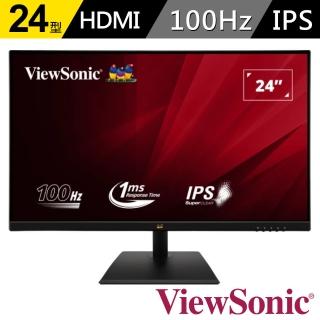 【ViewSonic 優派】VA2436-H 24型 IPS FHD 100Hz 平面護眼電腦螢幕(HDMI/VGA/1ms)