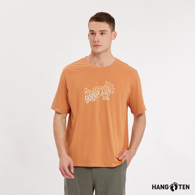 【Hang Ten】男裝-蚊蟲防護胸前印花短袖T恤(琥珀色)