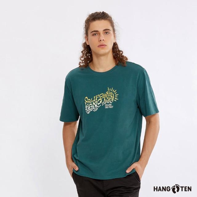 【Hang Ten】男裝-蚊蟲防護胸前印花短袖T恤(橄欖綠)