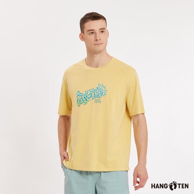 【Hang Ten】男裝-蚊蟲防護胸前印花短袖T恤(淺黃)