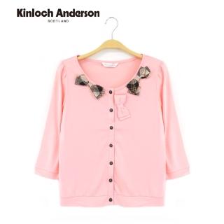 【Kinloch Anderson】圓領蝴蝶結長袖罩衫外套 金安德森女裝(KA0555601 粉/黑)
