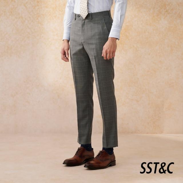 【SST&C 新品９折】可機洗系列灰色格紋裁縫西裝褲0212403008