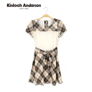 【Kinloch Anderson】圓領拼接綁帶連身裙洋裝 金安德森女裝(KA0555706)