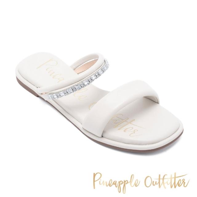 【Pineapple Outfitter】RIDGE 雙帶水鑽單環平底拖鞋(白色)