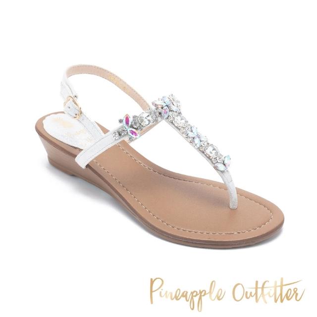 【Pineapple Outfitter】INIKO 人字水鑽楔型涼鞋(白色)