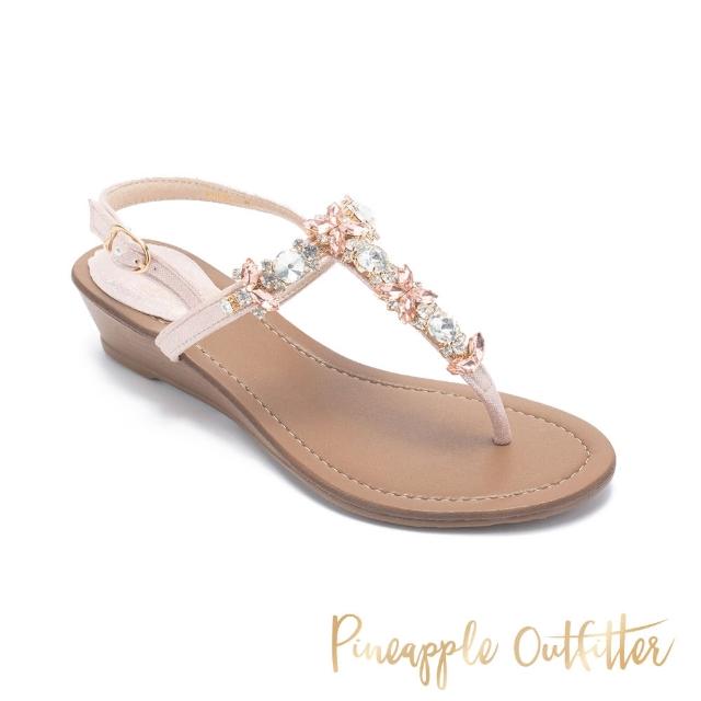 【Pineapple Outfitter】INIKO 人字水鑽楔型涼鞋(粉紅色)