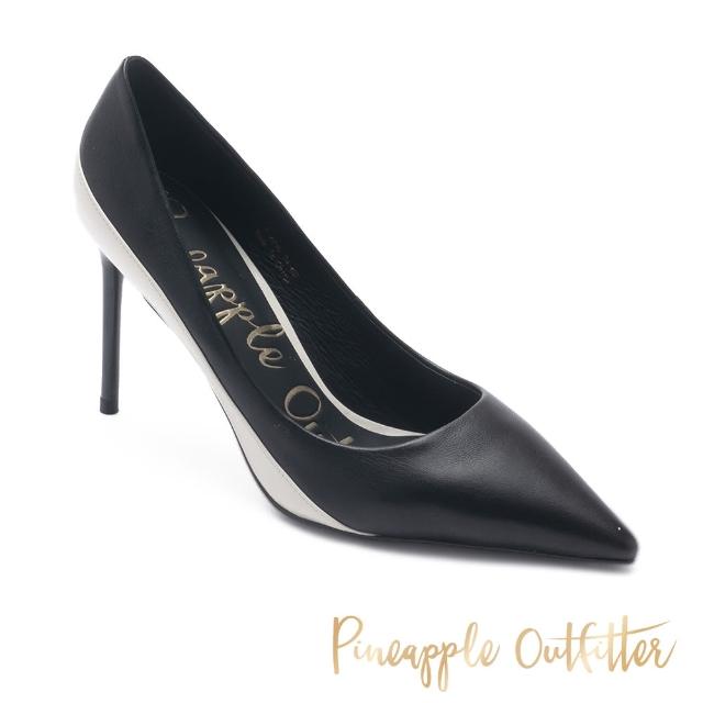 【Pineapple Outfitter】PACAY 真皮拼色流線尖頭高跟鞋(黑色)