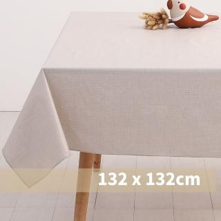 【CasaBella 美麗家居】防水桌巾 淺褐十字 132x132cm(防水 防油 PVC 桌巾 桌布 野餐桌巾)