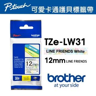 【brother】TZe-LW31 原廠LINE FRIENDS 護貝標籤帶(12mm 白底黑字)