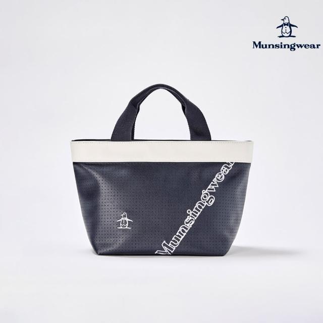 【Munsingwear】企鵝牌 藏青色高質感皮革LOGO刺繡球車包/手提包 MGTJ0A42
