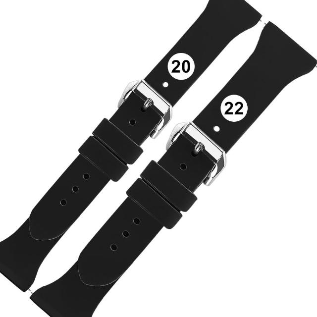 【Watchband】20.22mm / 各品牌通用 經典色系 快拆型 矽膠錶帶(黑色)