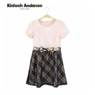【Kinloch Anderson】圓領拼接蕾絲格紋連身裙洋裝 金安德森女裝(KA0555710)