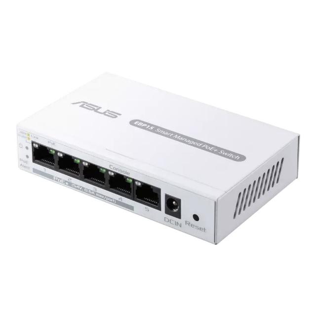 【ASUS 華碩】5埠 GbE PoE+ 60W 乙太網路交換器 switch hub(ExpertWiFi EBP15)