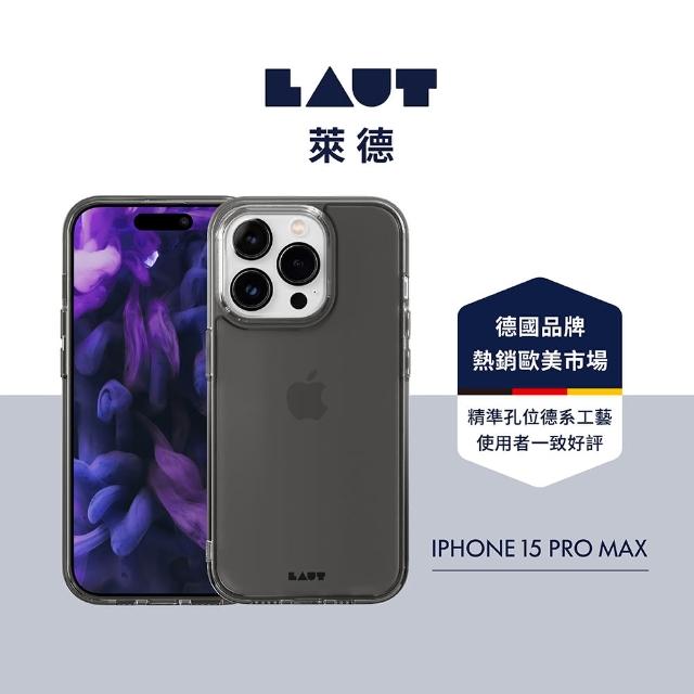 【LAUT 萊德】iPhone 15 Pro Max 晶透保護殼-透黑(支援QI無線充電)