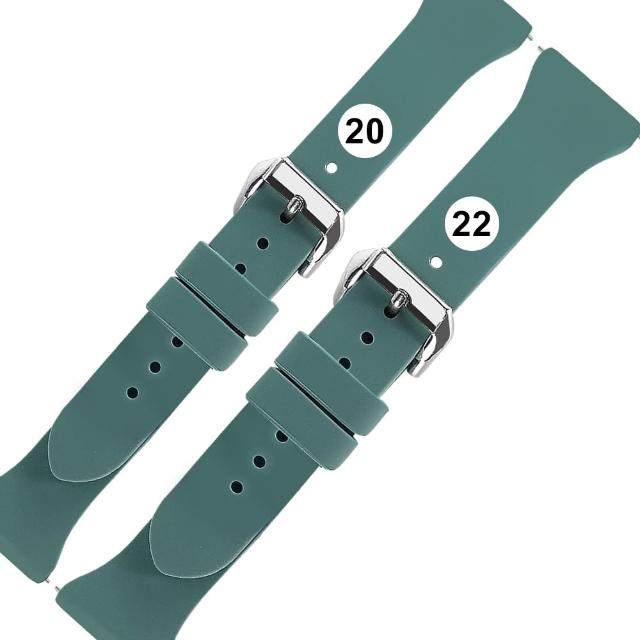 【Watchband】20.22mm / 各品牌通用 經典色系 快拆型 矽膠錶帶(松綠色)
