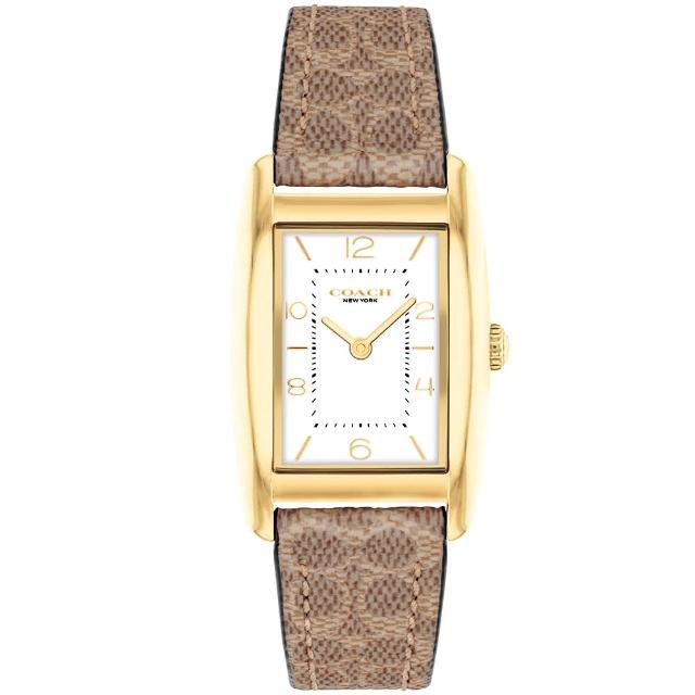 【COACH】官方授權經銷商 知性風采時尚腕錶-24mm/白面金框老花帶(14504355)