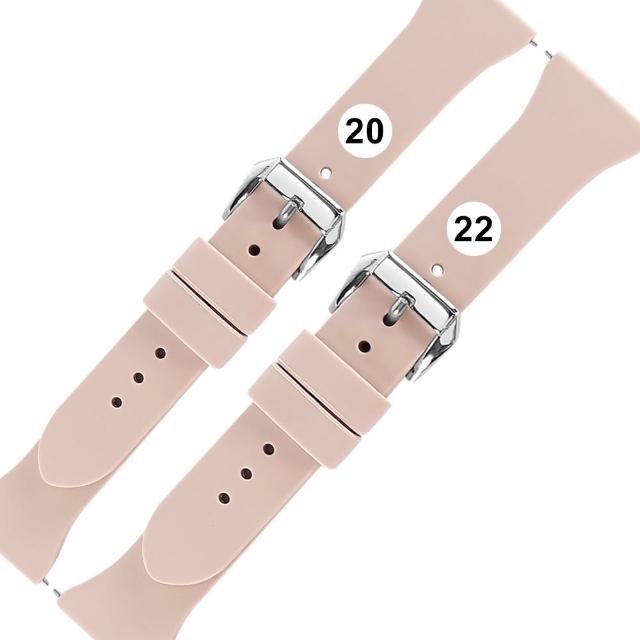 【Watchband】20.22mm / 各品牌通用 經典色系 快拆型 矽膠錶帶(粉色)