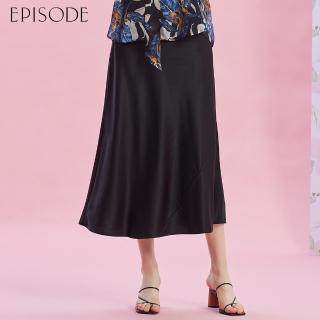【EPISODE】光滑柔軟蠶絲簡約修身長裙E43113（黑）