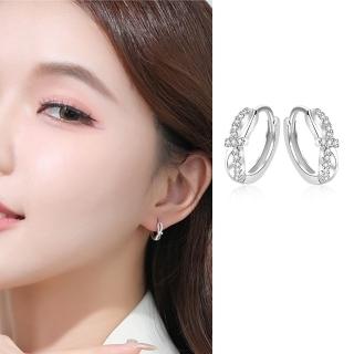 【Emi 艾迷】韓系華麗妝點曲線鋯石環繞 耳環 耳扣