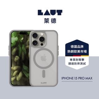 【LAUT 萊德】iPhone 15 Pro Max 磁吸簡約耐衝擊保護殼（按鍵式）-霧灰(支援MagSafe功能)