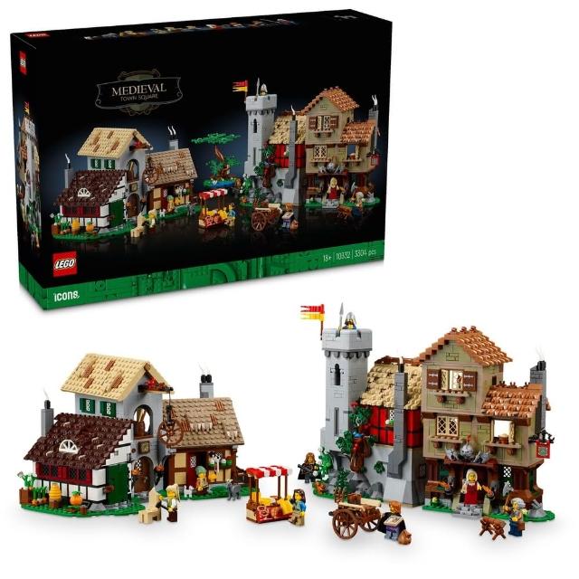 【LEGO 樂高】Icons 10332 中世紀城市廣場(費爾薩村 建築模型 禮物 居家擺設)