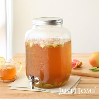 【Just Home】大容量派對玻璃果汁飲料桶8L(飲料桶 果汁桶 派對桶 茶桶)