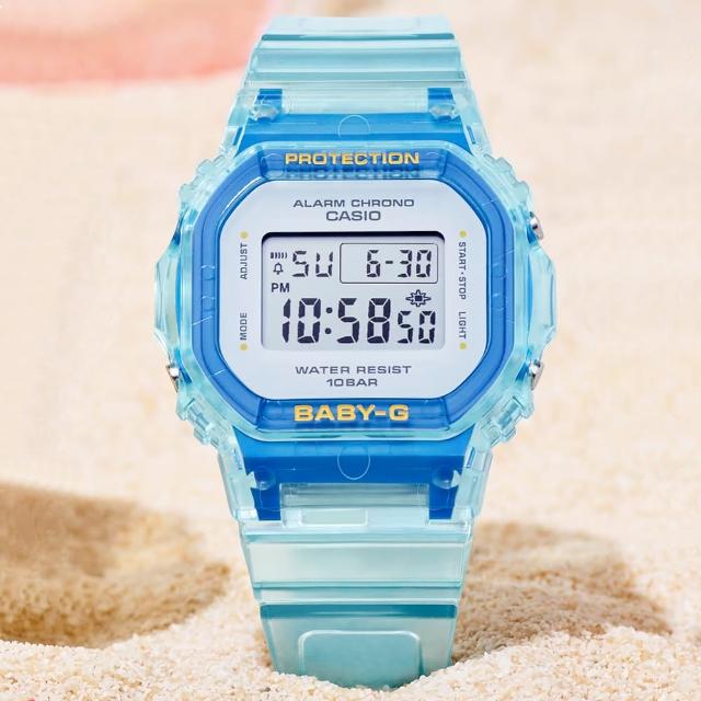 【CASIO 卡西歐】BABY-G 半透明 夏季時光 方形電子腕錶 禮物推薦 畢業禮物(BGD-565SJ-2)