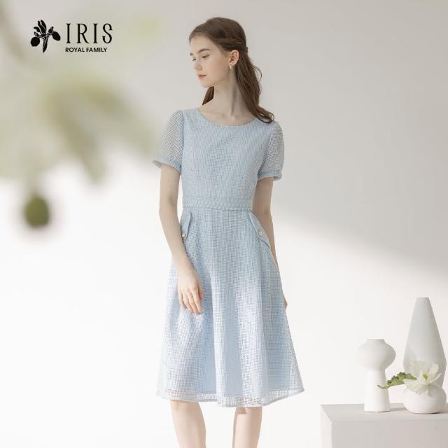 【IRIS 艾莉詩】格紋蕾絲襯色連衣裙-4色(42659)
