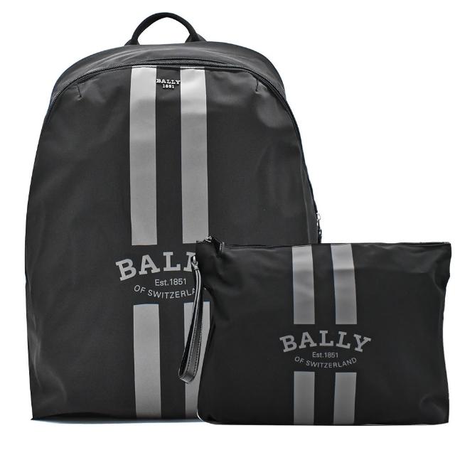【BALLY】6301988摺疊拉鍊尼龍後背包(送手拿袋)