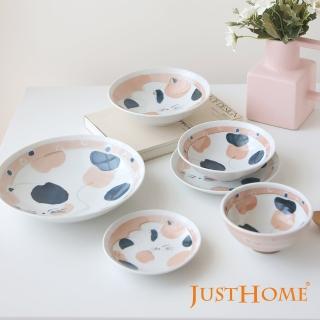 【Just Home】日本三花貓陶瓷碗盤餐具6件組-超值碗+盤+缽組 2色可選(日本製 碗 盤 貓咪盤)