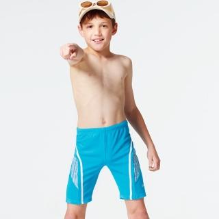 【SAIN SOU 聖手牌】素面粉藍對稱配飾七分兒童泳褲(兒童泳衣)