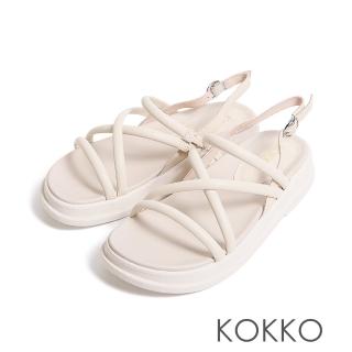 【KOKKO 集團】率性顯瘦感細帶厚底涼鞋(白色)
