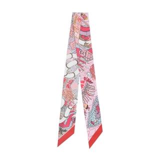 【Hermes 愛馬仕】Splash Park Twilly絲巾(紅/玫瑰/冰川藍)