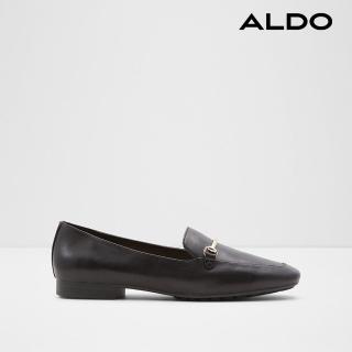 【ALDO】HARRIOT-微方頭舒適真皮樂福鞋-女鞋(黑色)