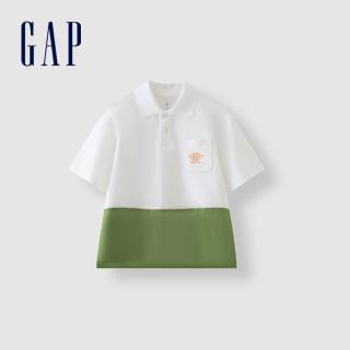 【GAP】男童裝 Logo短袖POLO衫-白色(466215)