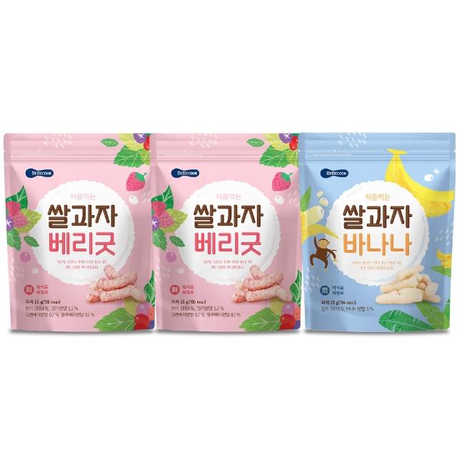 【BEBECOOK 寶膳】韓國 嬰幼兒米棒 3入組(香蕉x1、綜合莓果x2)